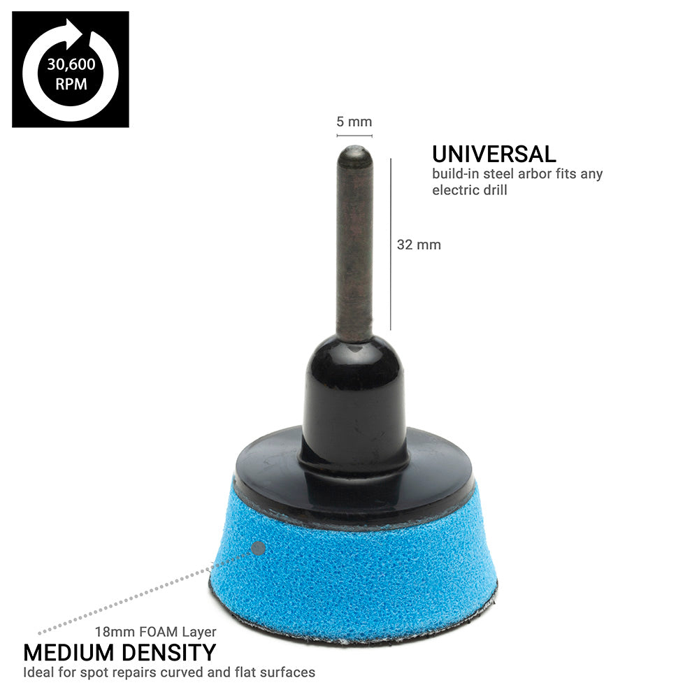 50mm ( 2") Spindle Pad Hook and Loop - Blue Foam Medium
