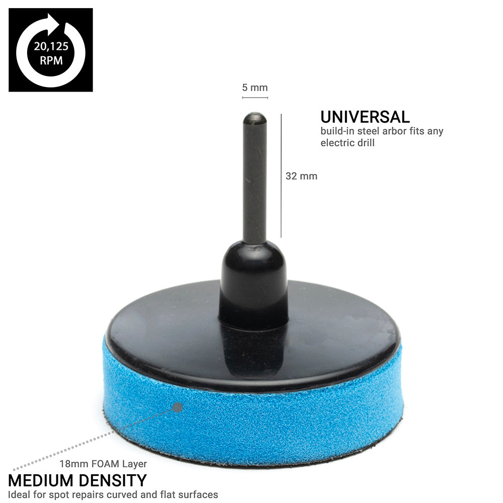 75mm ( 3") Spindle Pad Hook and Loop - Blue Foam medium