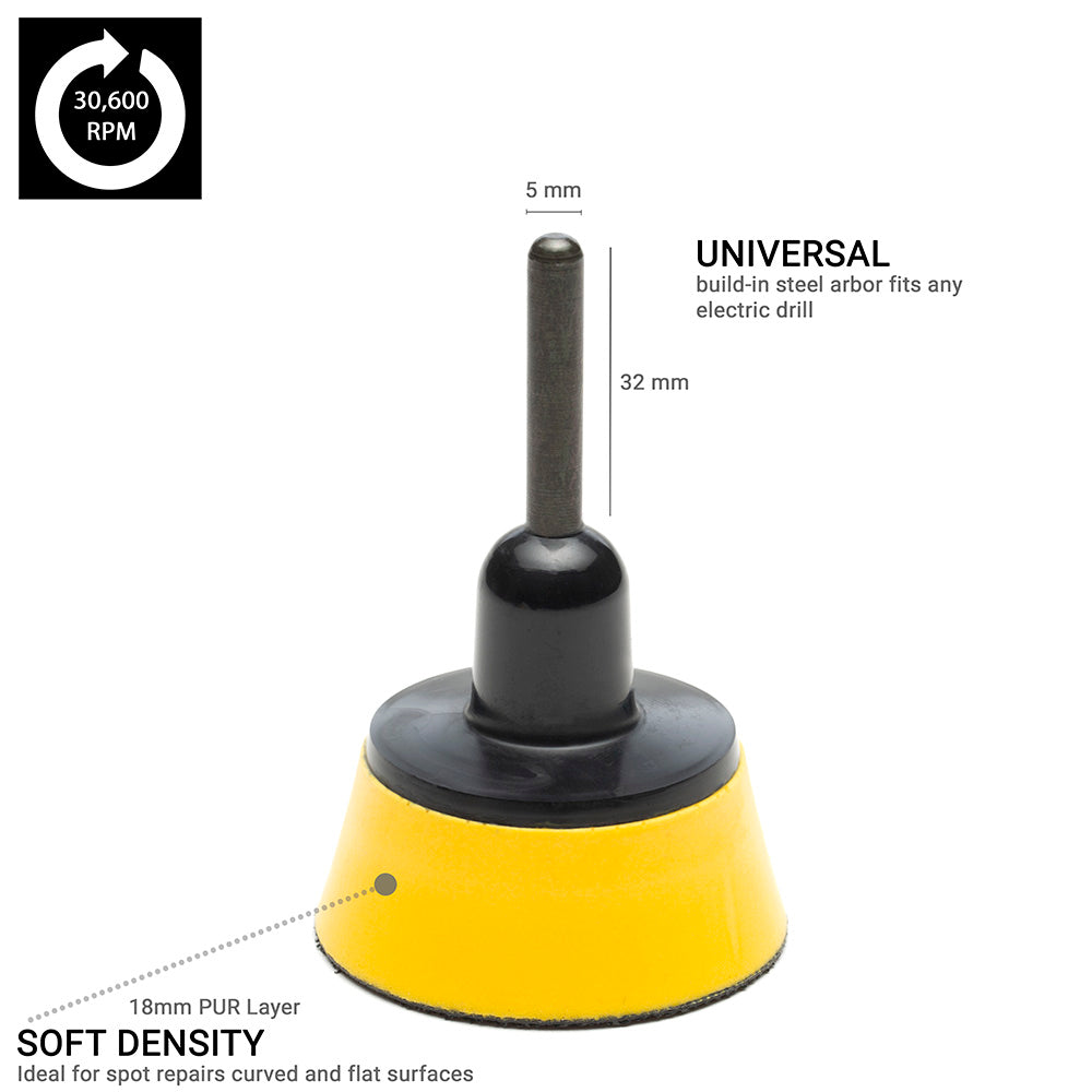 50mm ( 2") Spindle Pad Hook and Loop - Yellow Foam Soft