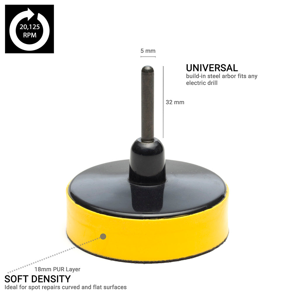 75mm ( 3") Spindle Pad Hook and Loop - Yellow Foam Soft