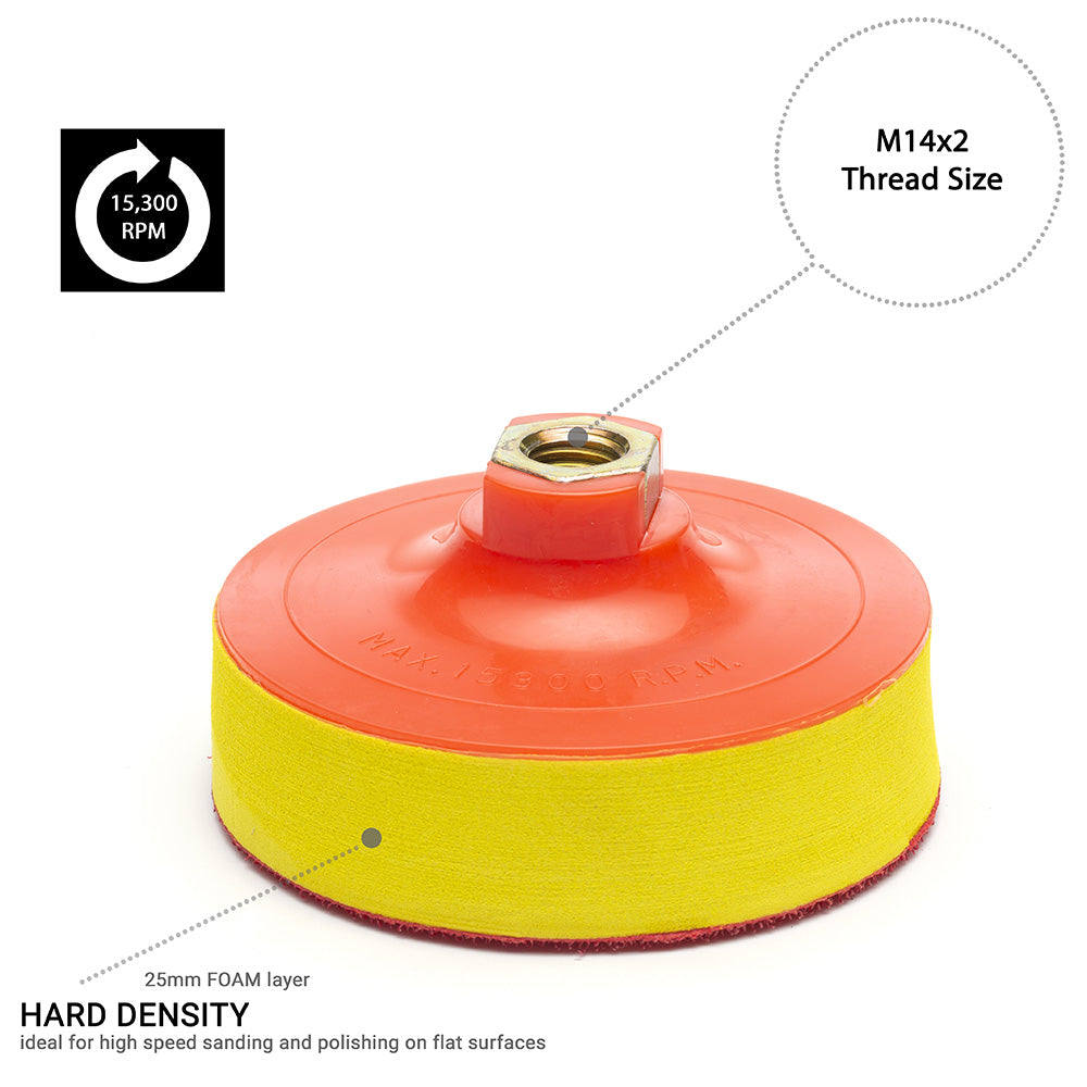 100 mm ( 4") Rotary buffing backing pad M14 - Hard