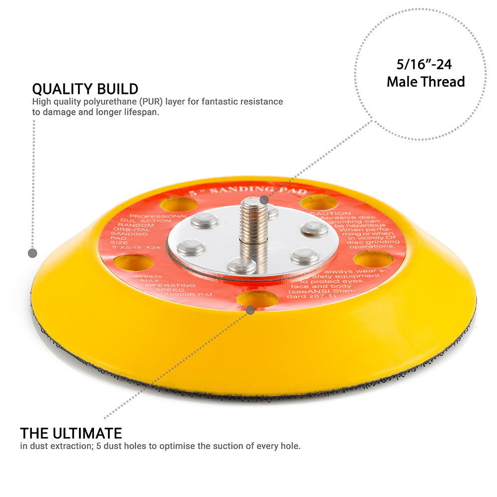 125mm ( 5") Dual Action Backing Sanding Pad 5/16"-24 - 5 holes - high profile