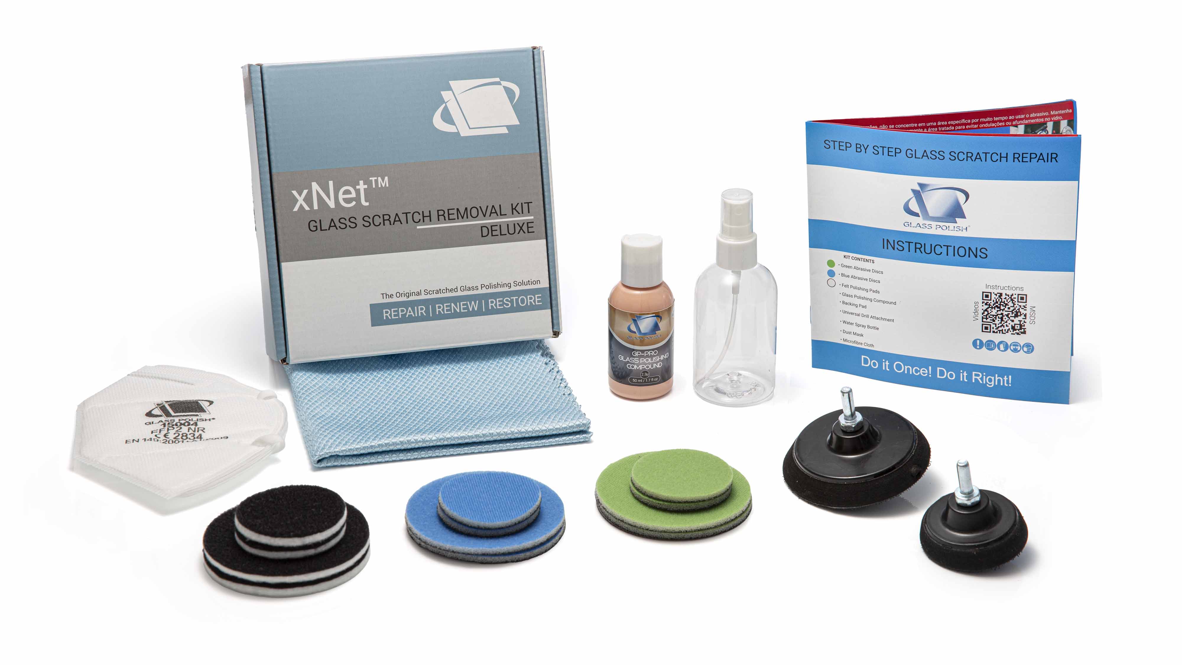 Deluxe DIY Glass Scratch Removal Kit 50mm (2") + 75mm (3")