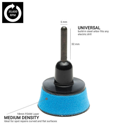 50mm ( 2") Spindle Pad Hook and Loop - Blue Foam Medium