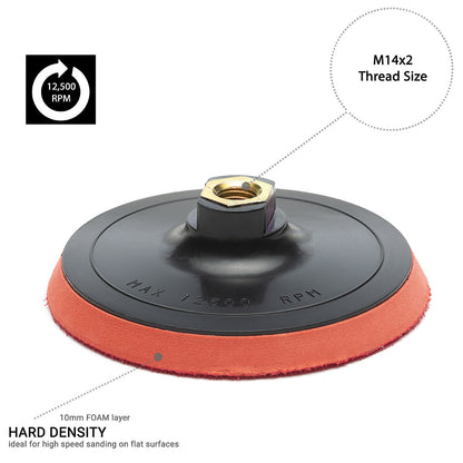115mm ( 4.5") Rotary polishing backing pad M14 - Hard