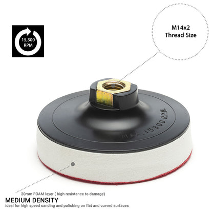 100 mm ( 4") Rotary buffing backing pad M14 - Hard