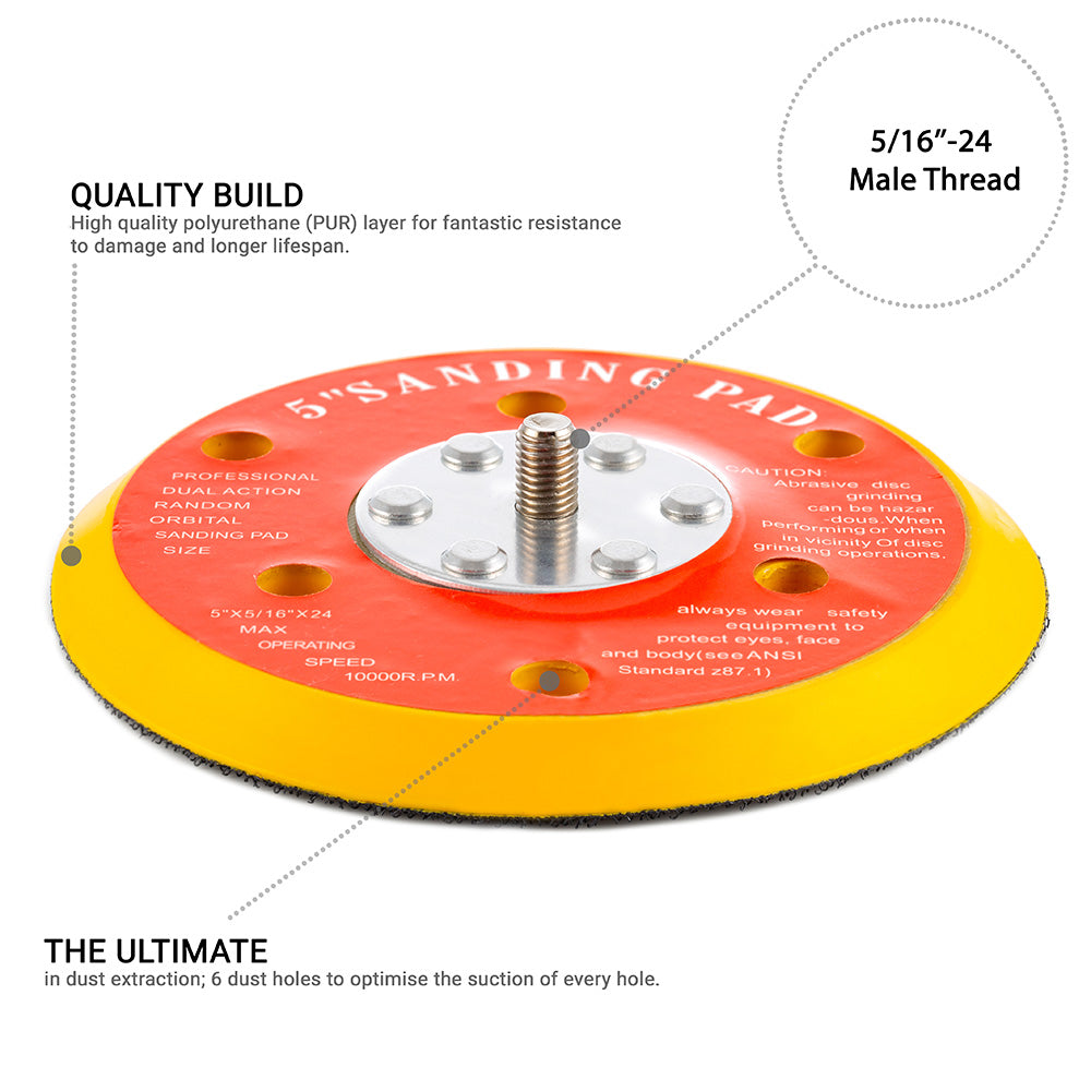 125mm ( 5") Dual Action Backing Pad 5/16"-24 - 6 holes - medium profile