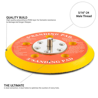 125mm ( 5") Dual Action Backing Pad 5/16"-24 - 5 holes - medium profile