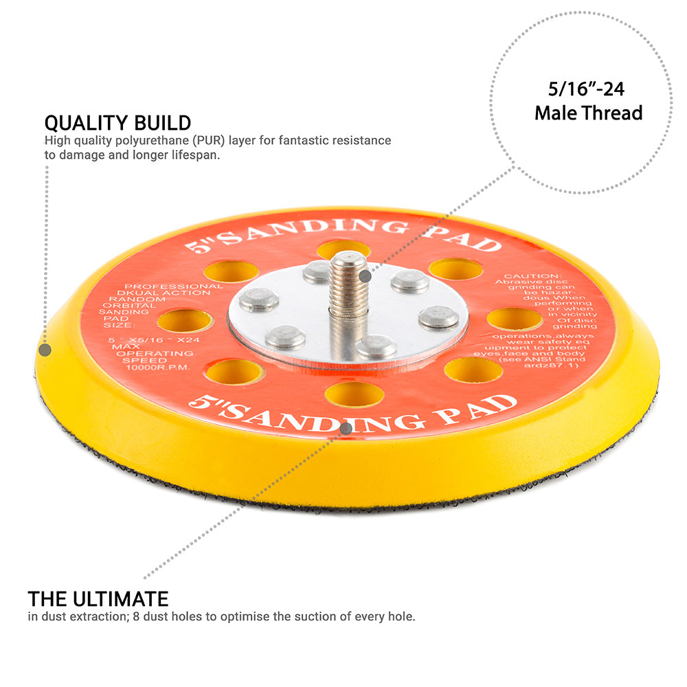 125mm ( 5") Dual Action Backing Pad 5/16"-24 - 8 holes - medium profile