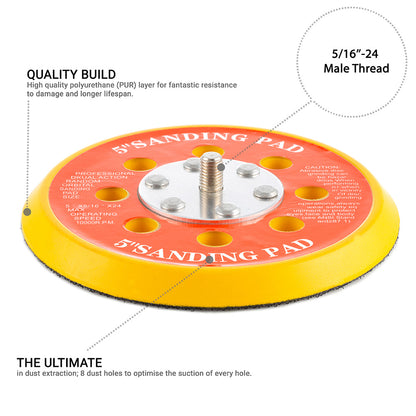 125mm ( 5") Dual Action Backing Pad 5/16"-24 - 8 holes - medium profile
