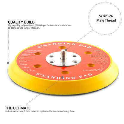 150mm ( 6") Dual Action Backing Pad 5/16"-24 - 6 holes - high profile