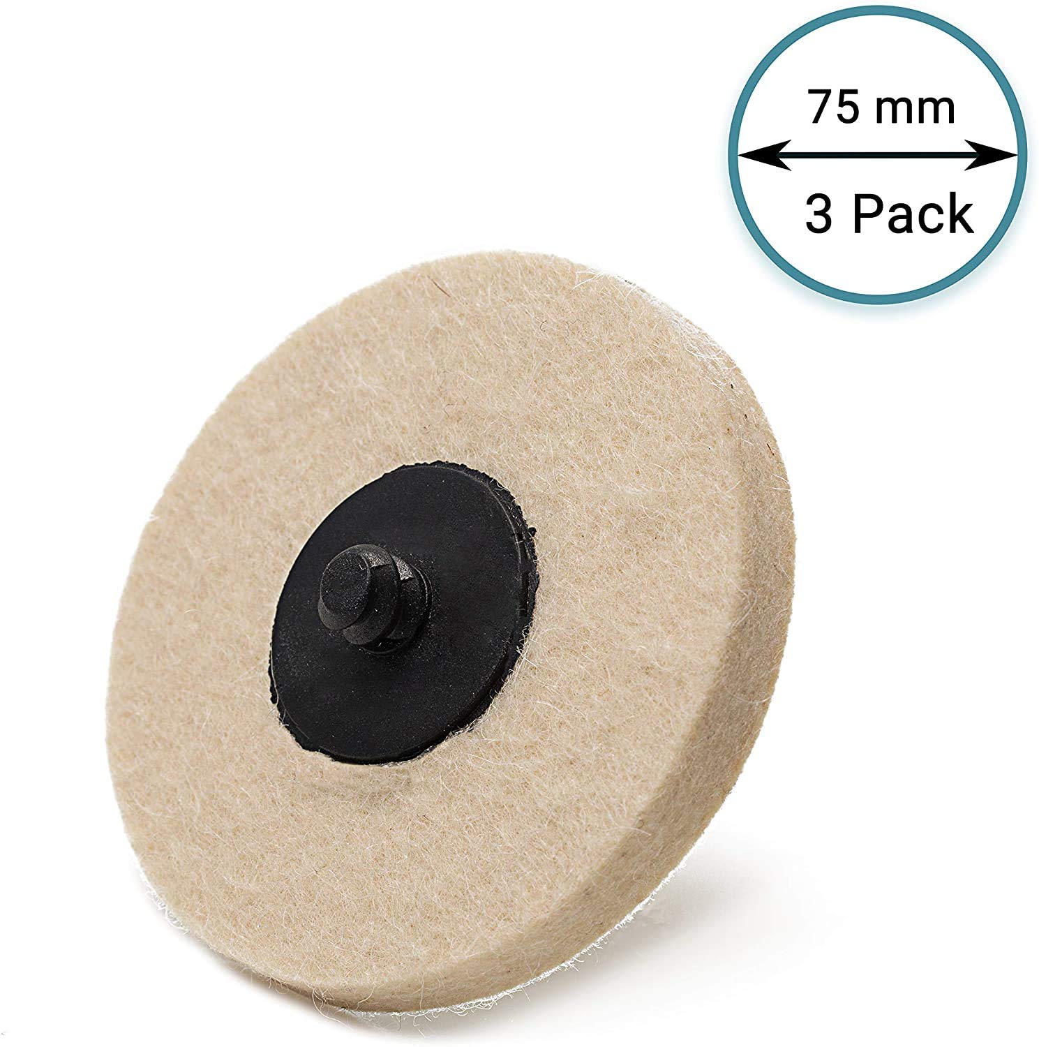 Quick-Lock Felt Buffing Pad / 3" (75 mm) - 3 pk Felt Pads