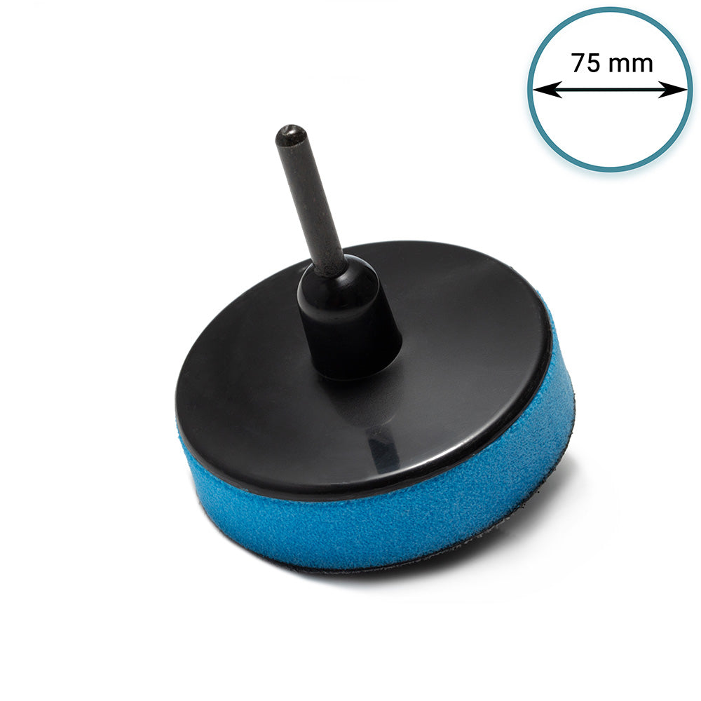 75mm ( 3") Spindle Pad Hook and Loop - Blue Foam medium