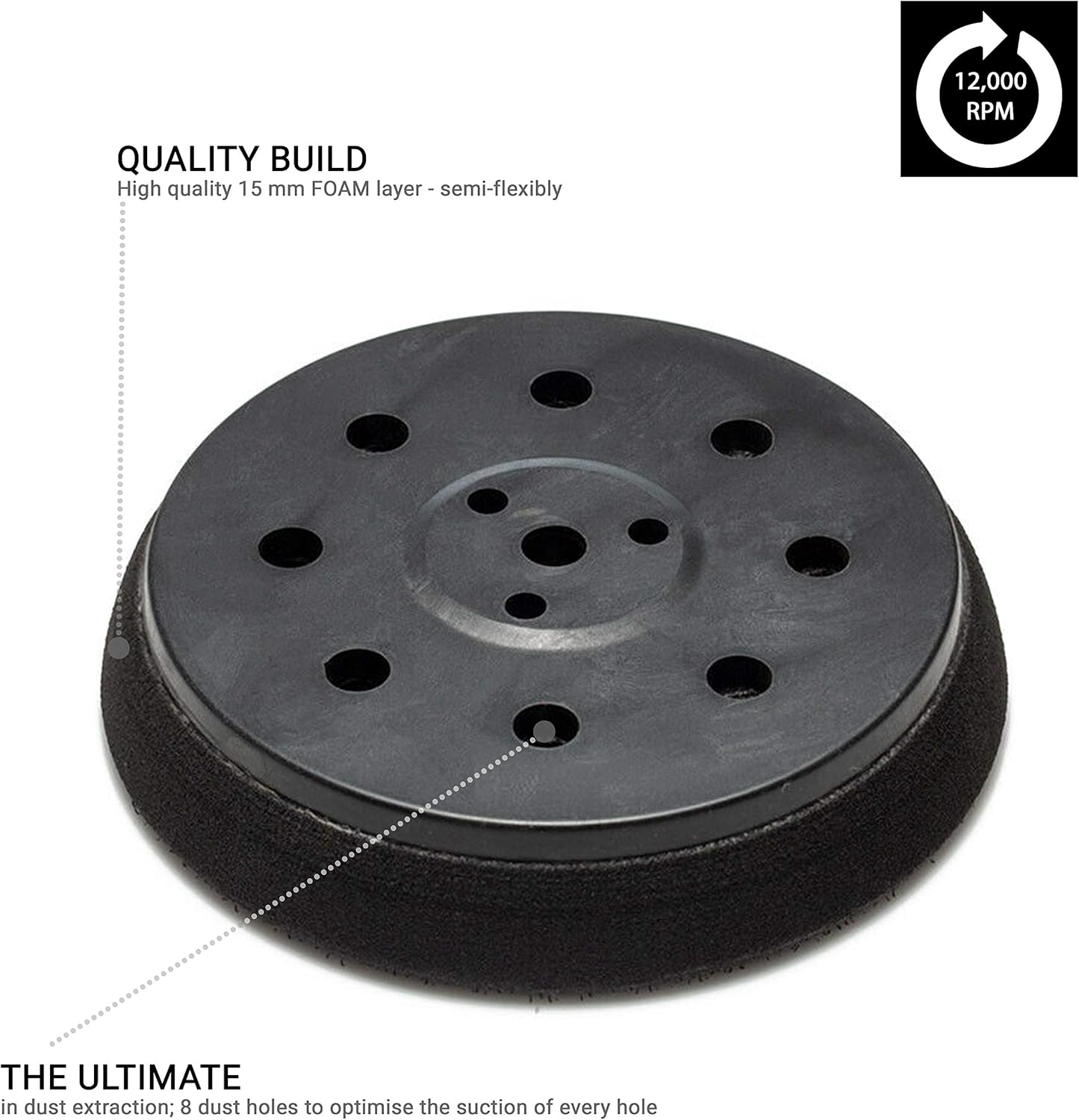 8+1+3 Sander Backing Pad / 5" 125mm Hook and Loop